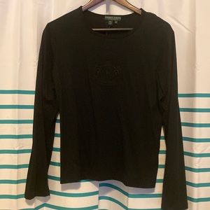 Ralph Lauren Long sleeve black crest shirt. 100% cotton. NWT